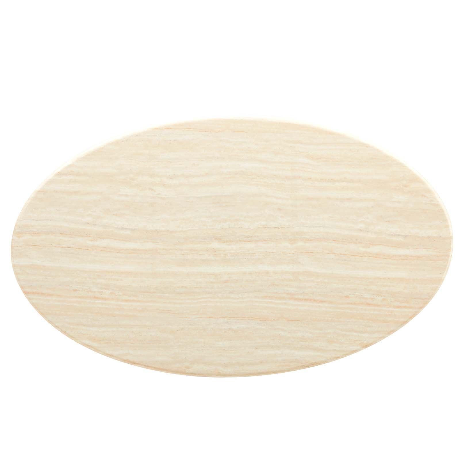 Modway Lippa 60” Oval Artificial Travertine Dining Table FredCo