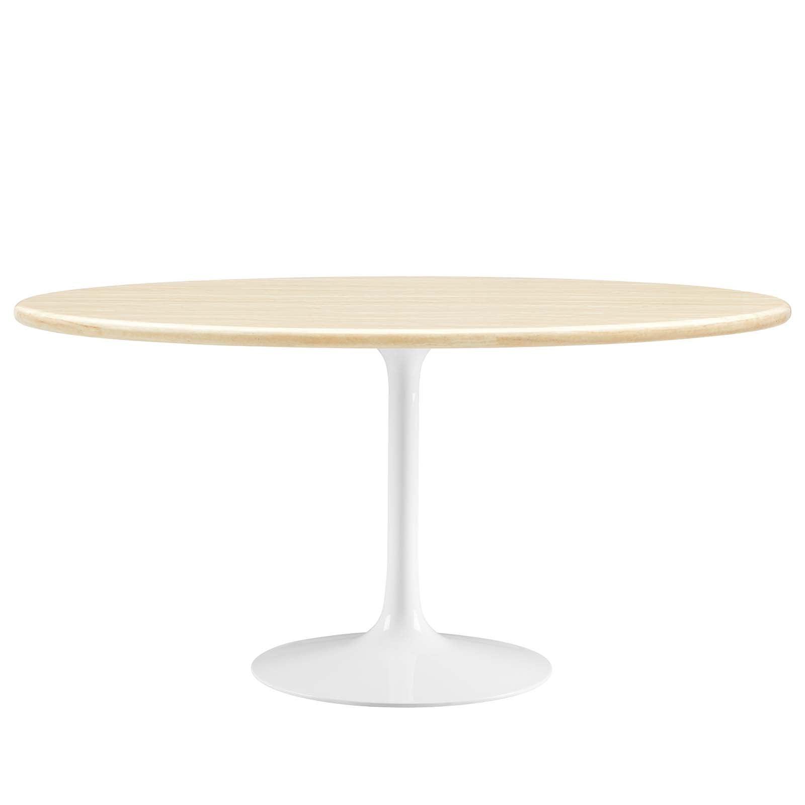 Modway Lippa 60” Oval Artificial Travertine Dining Table FredCo