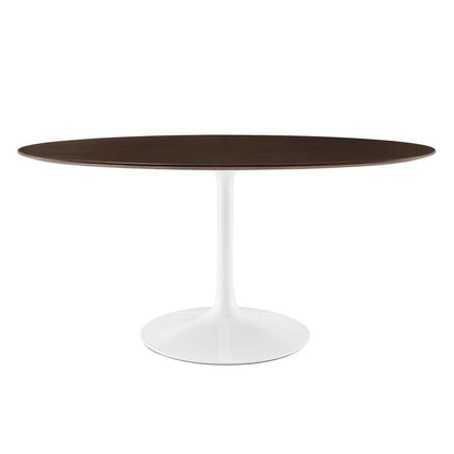 Modway Lippa 60" Oval Cherry Walnut Wood Grain Dining Table FredCo