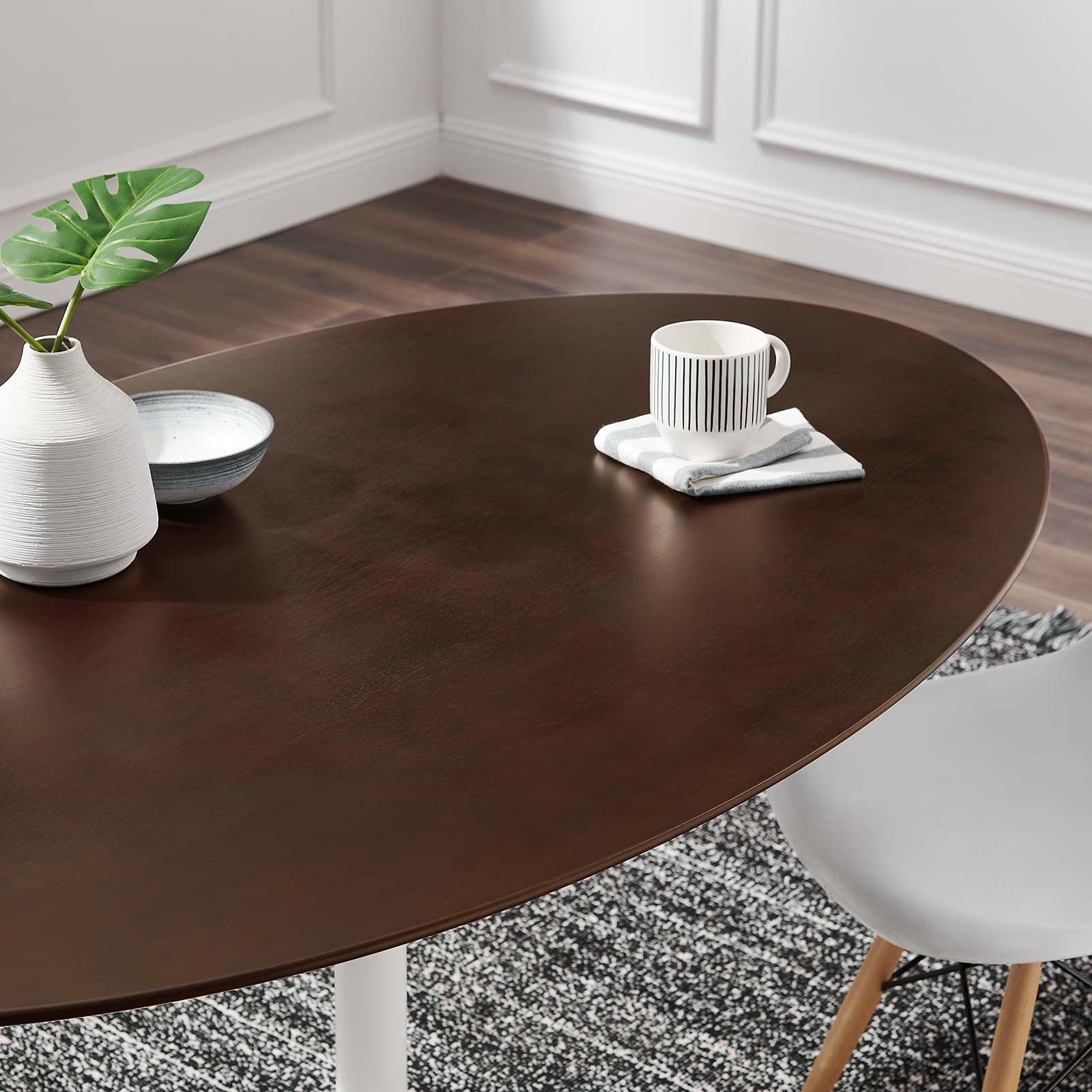 Modway Lippa 60" Oval Cherry Walnut Wood Grain Dining Table FredCo