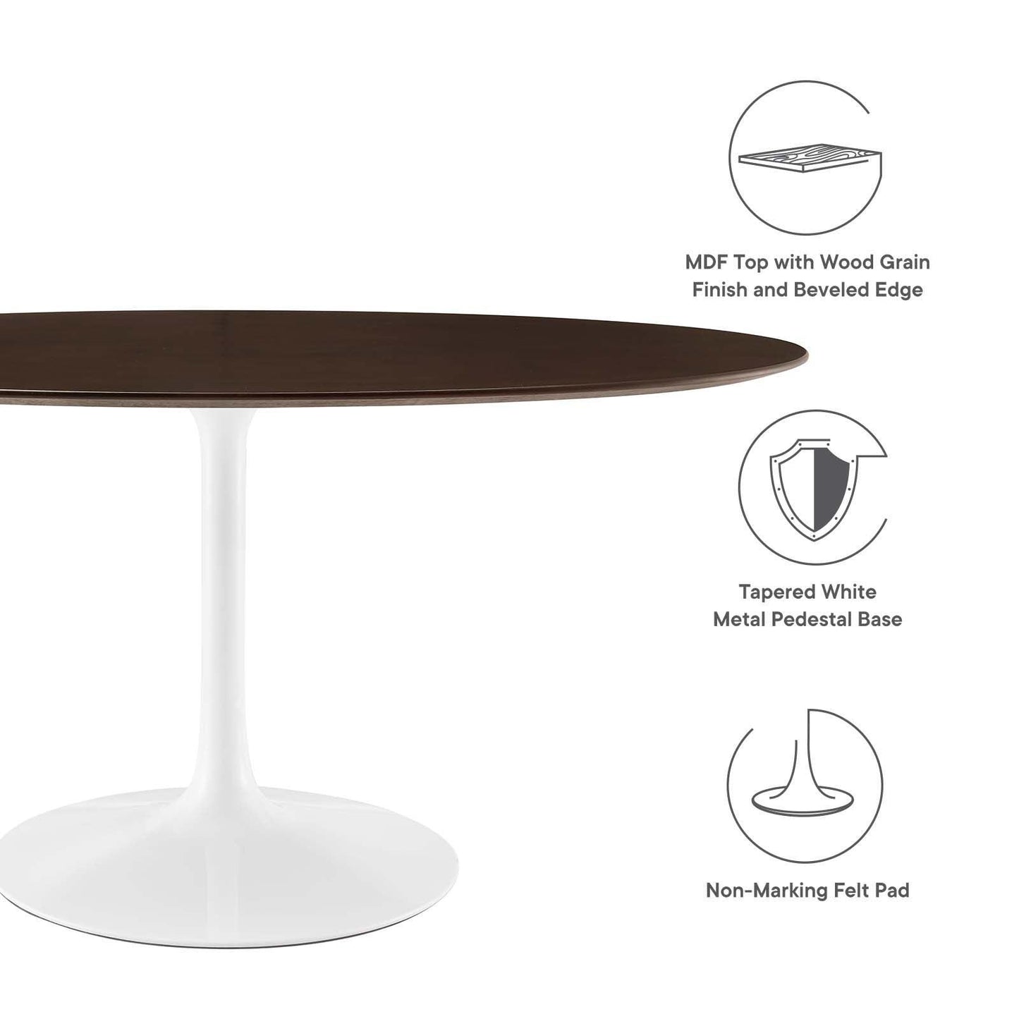 Modway Lippa 60" Oval Cherry Walnut Wood Grain Dining Table FredCo