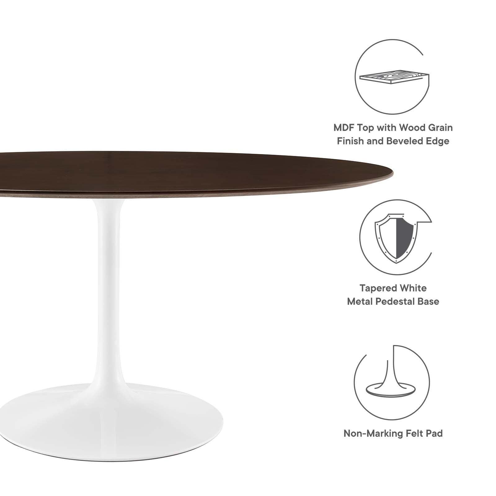Modway Lippa 60" Oval Cherry Walnut Wood Grain Dining Table FredCo