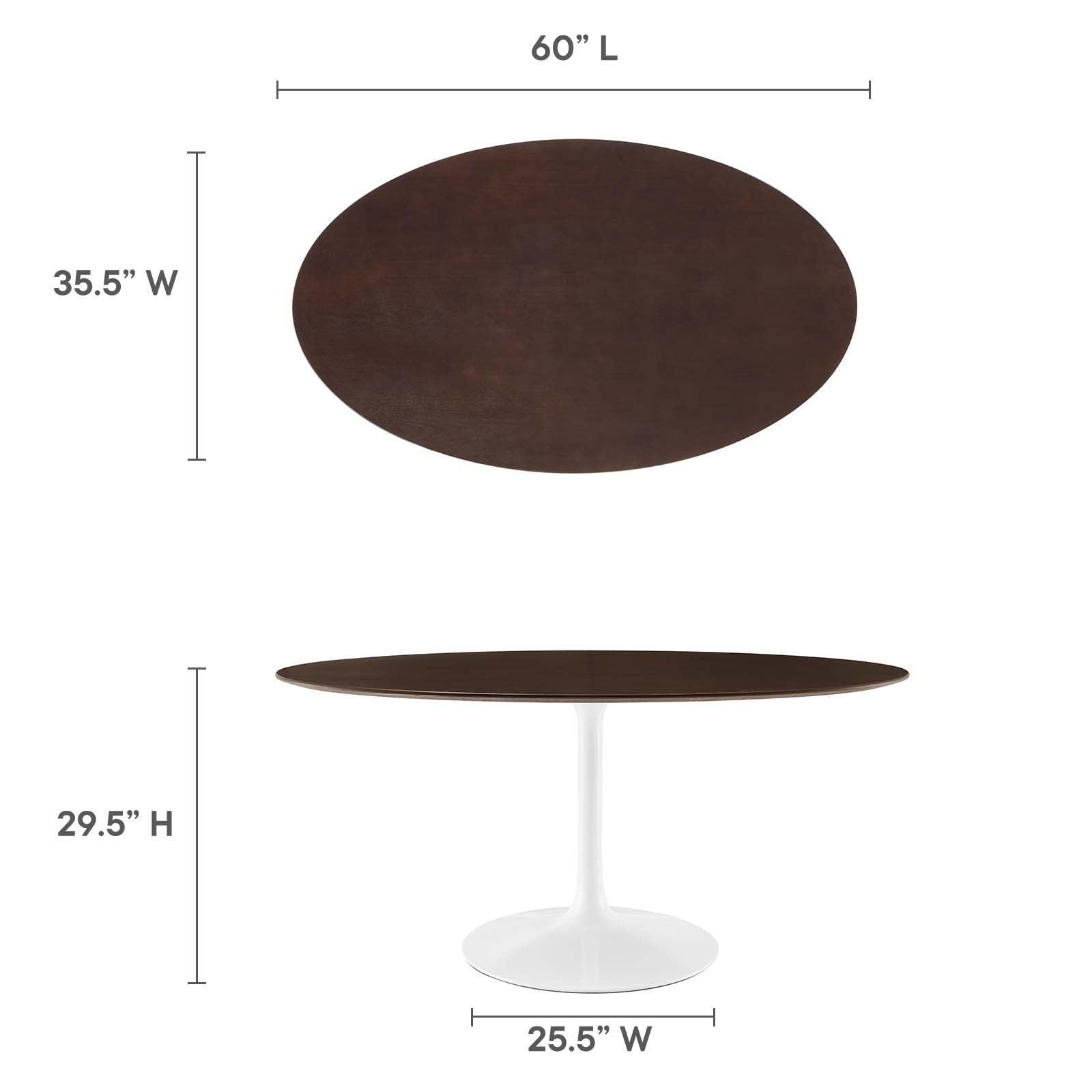Modway Lippa 60" Oval Cherry Walnut Wood Grain Dining Table FredCo