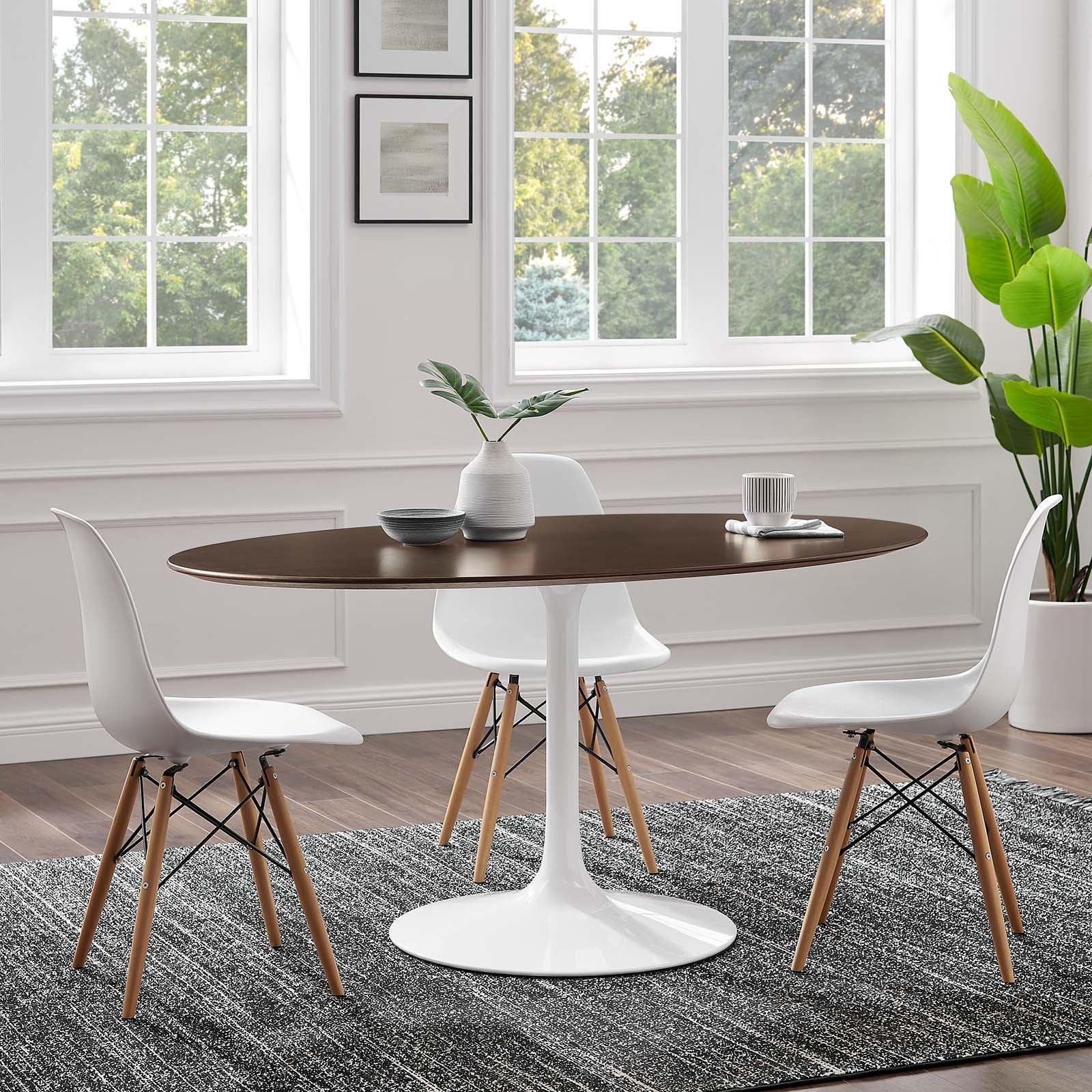 Modway Lippa 60" Oval Cherry Walnut Wood Grain Dining Table FredCo