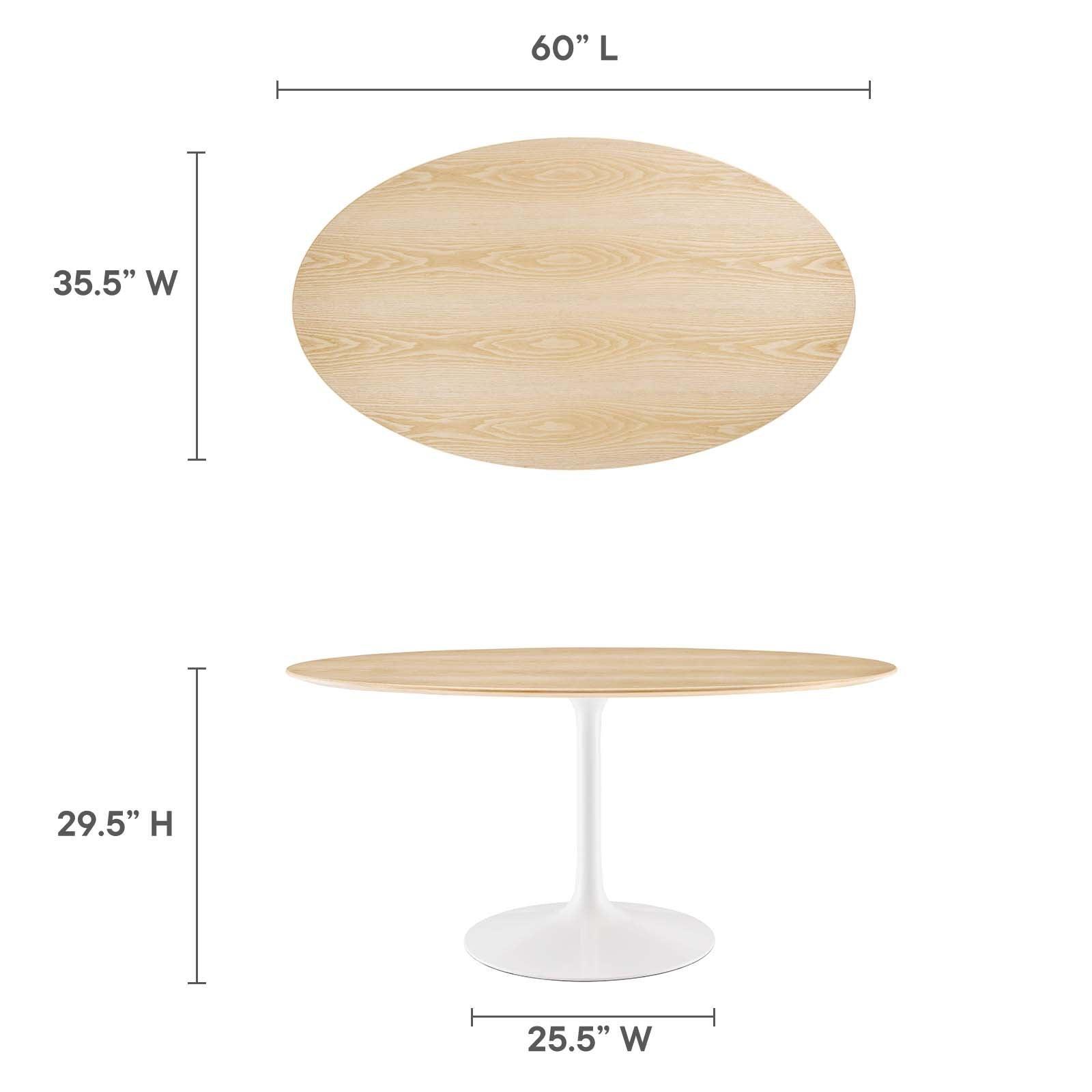 Modway Lippa 60" Oval Natural Wood Grain Dining Table FredCo