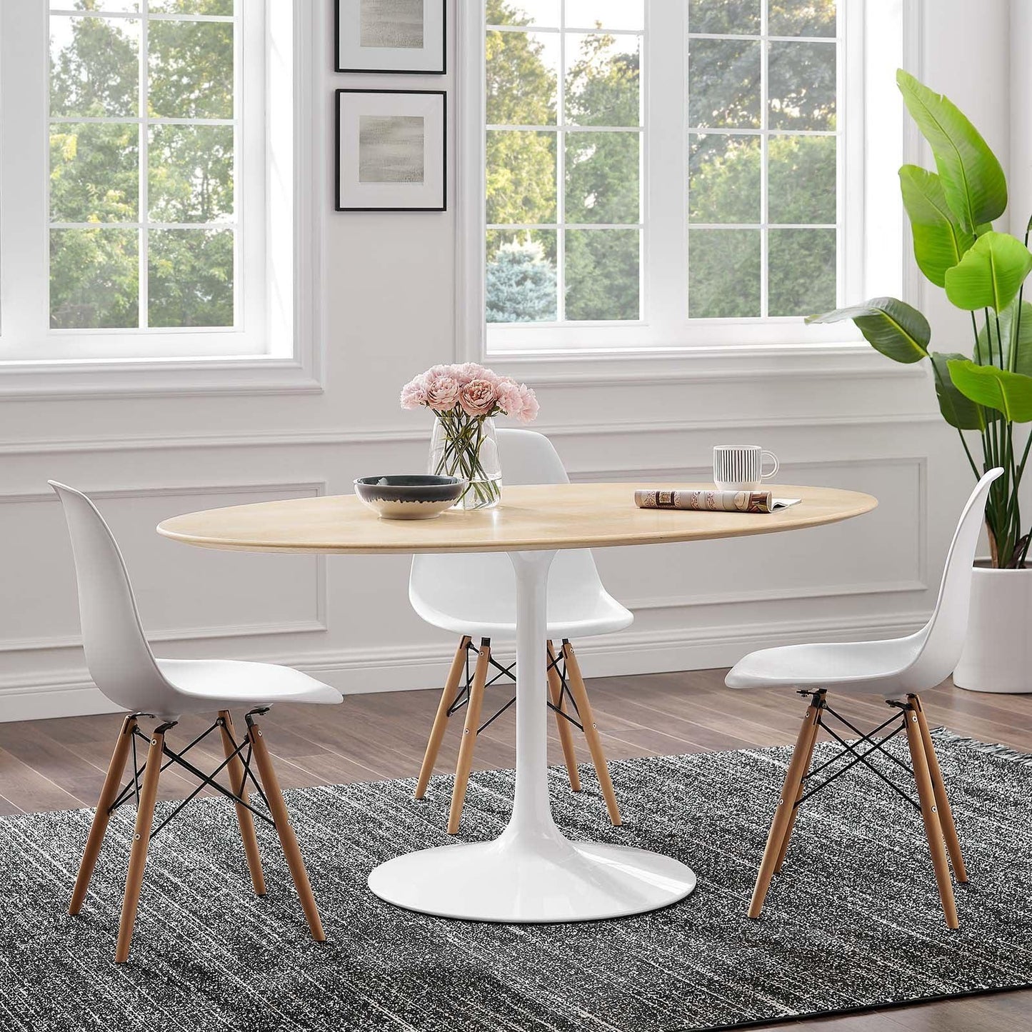 Modway Lippa 60" Oval Natural Wood Grain Dining Table FredCo
