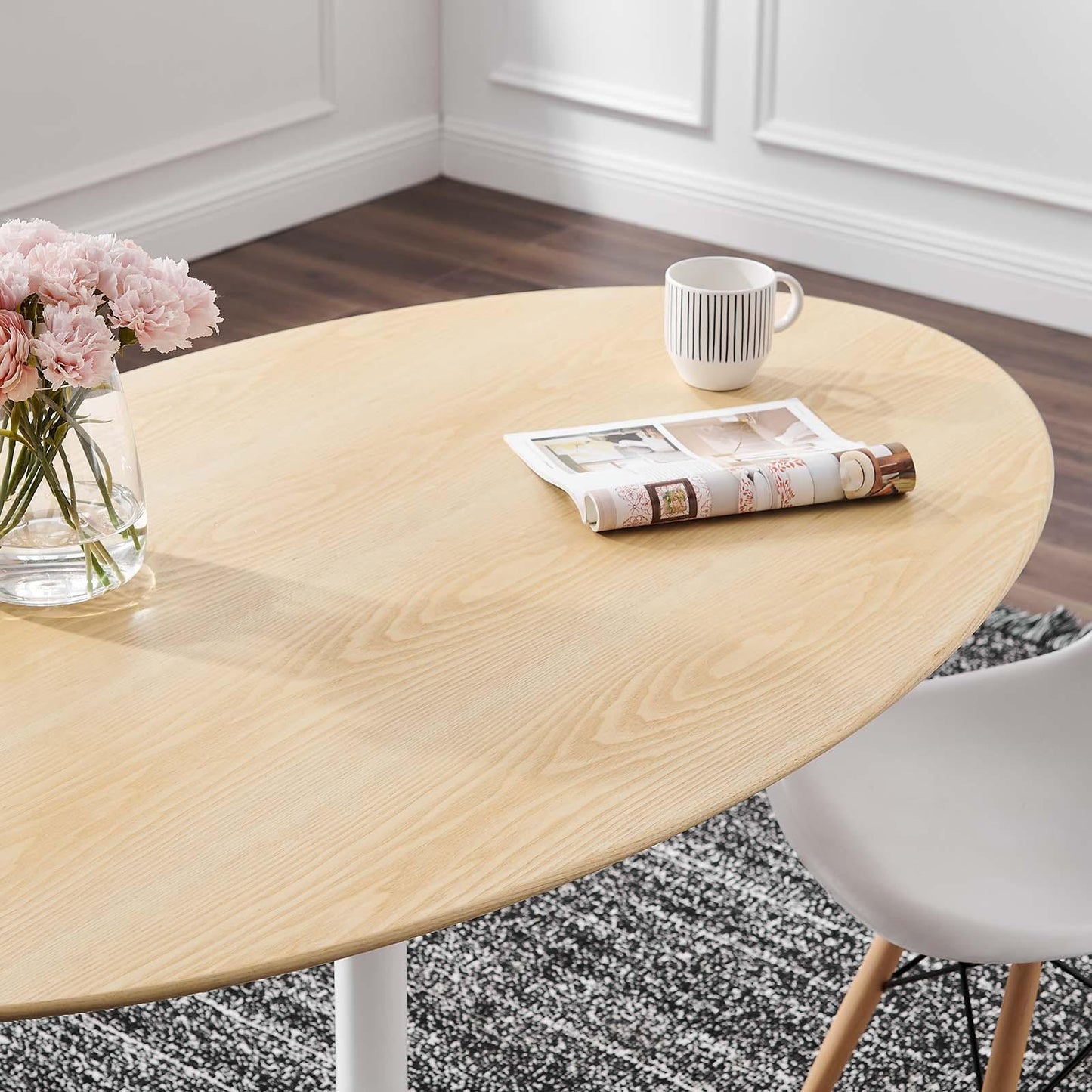 Modway Lippa 60" Oval Natural Wood Grain Dining Table FredCo