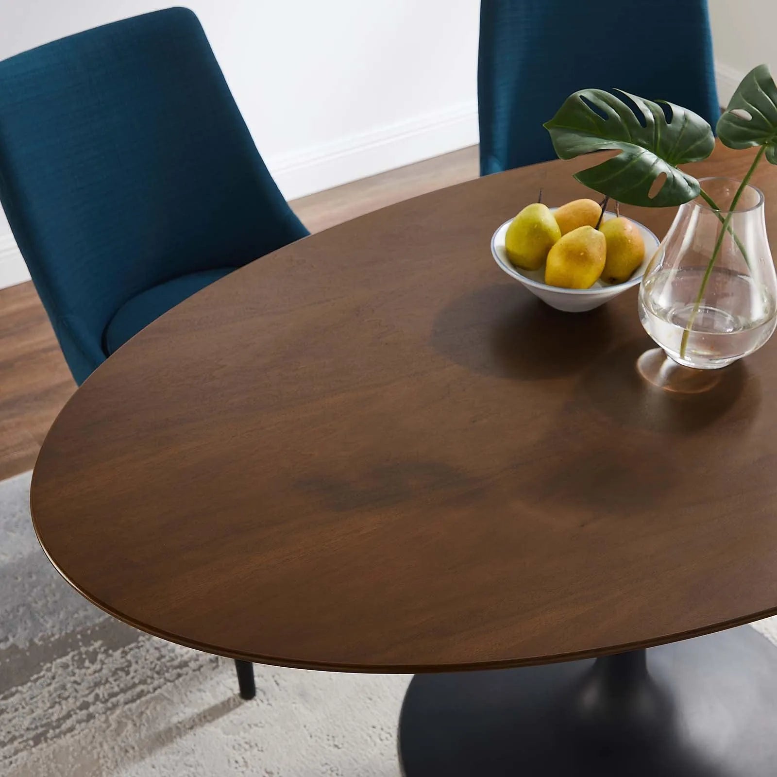 Modway Lippa 60" Oval Walnut Wood Grain Dining Table FredCo