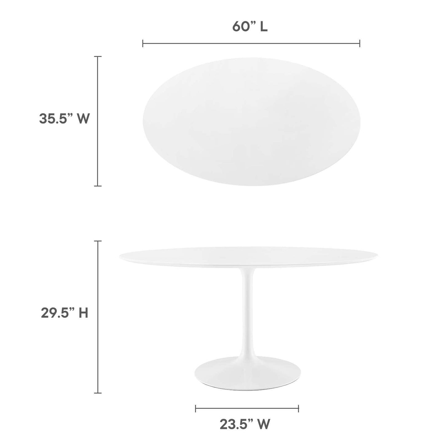 Modway Lippa 60" Oval Wood Top Dining Table FredCo