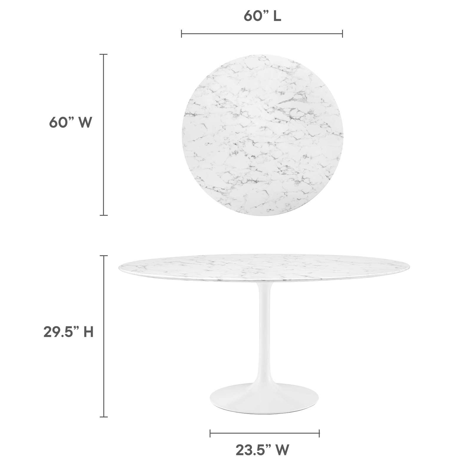 Modway Lippa 60" Round Artificial Marble Dining Table FredCo