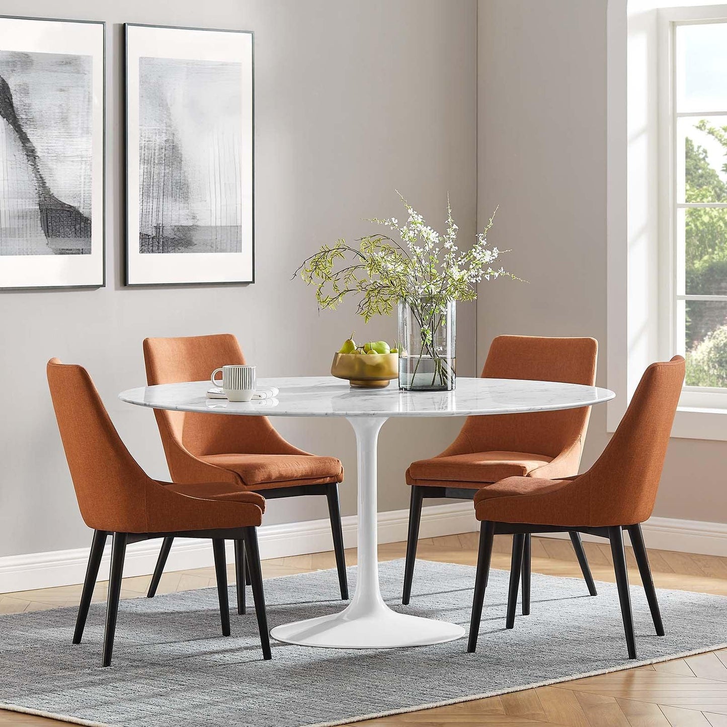 Modway Lippa 60" Round Artificial Marble Dining Table FredCo