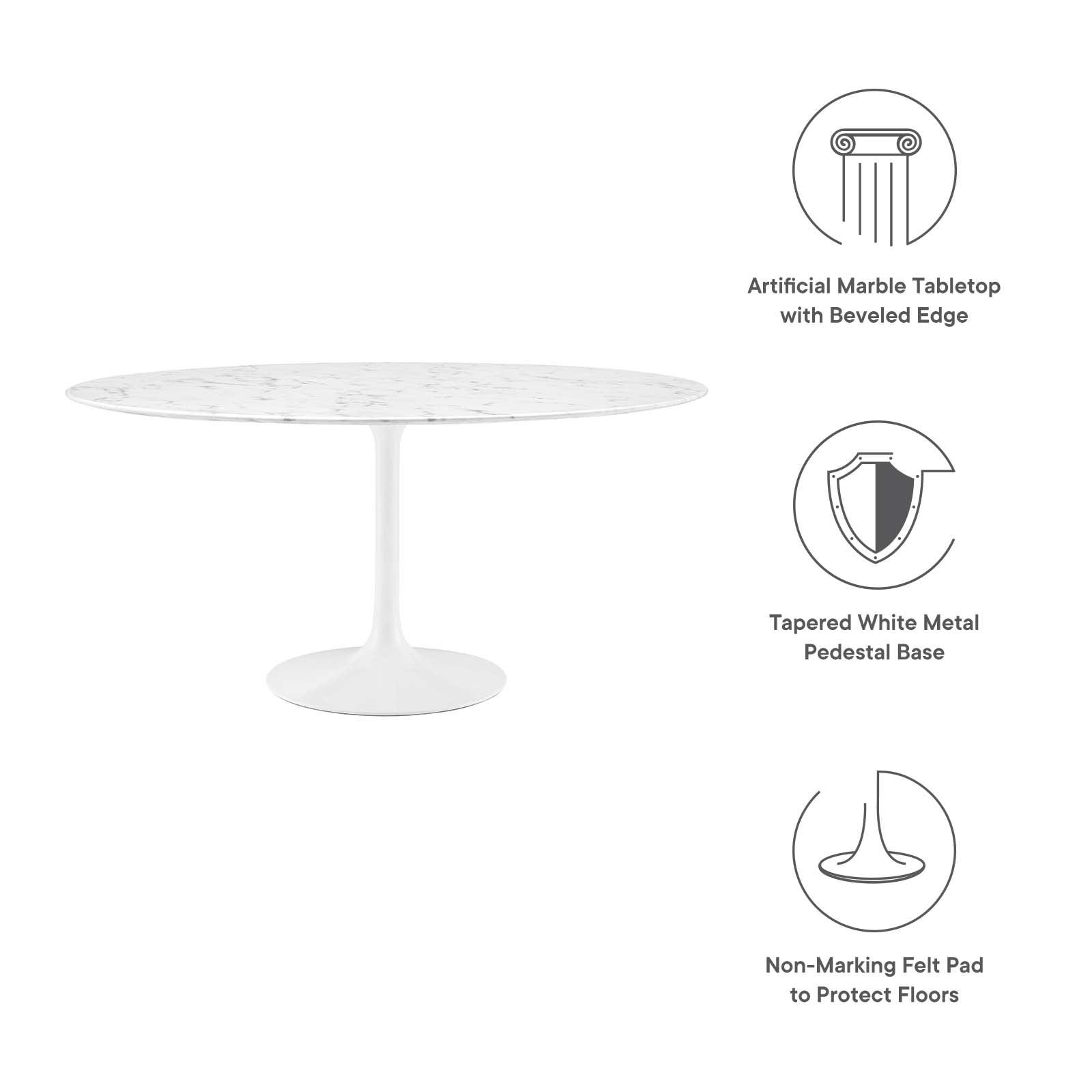 Modway Lippa 60" Round Artificial Marble Dining Table FredCo