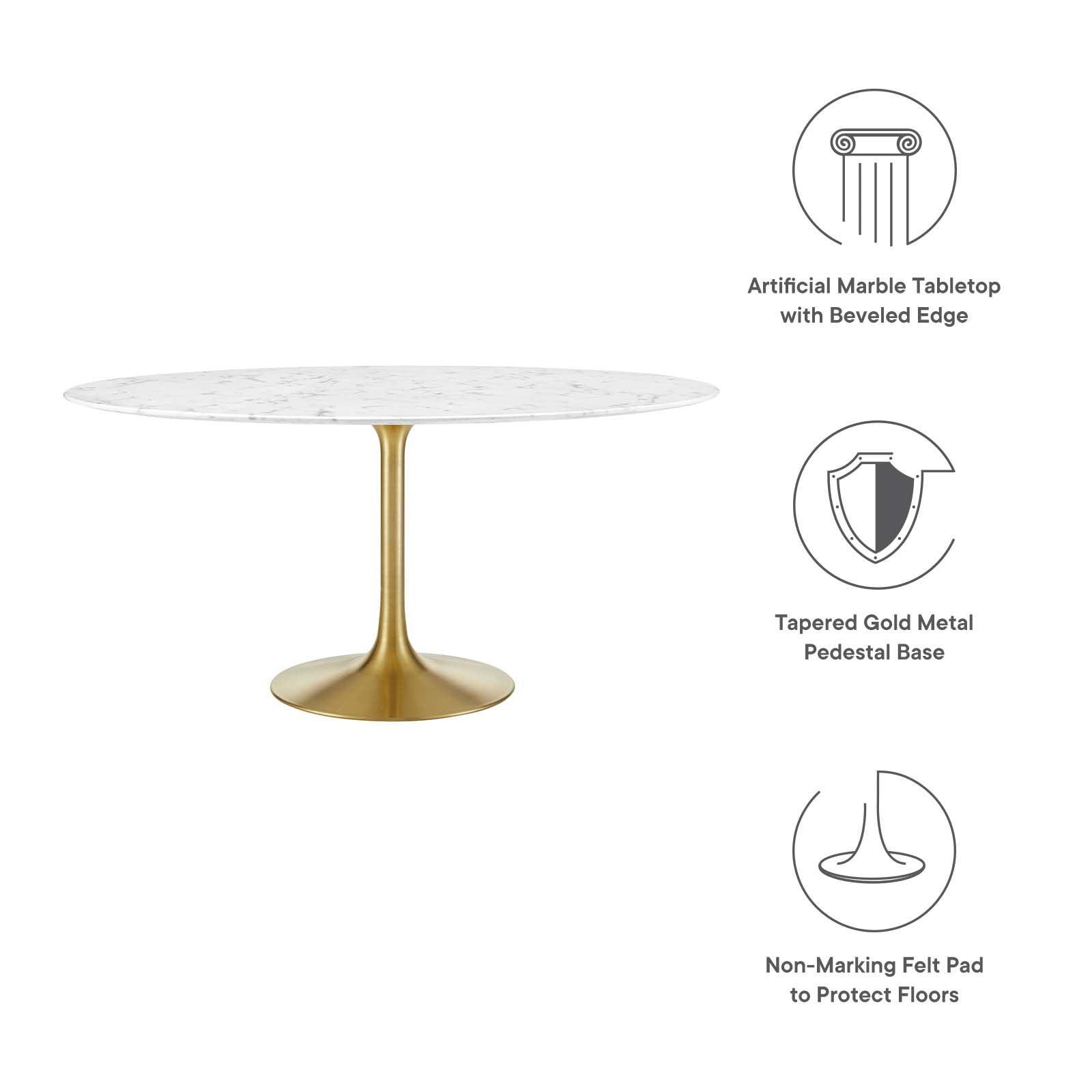 Modway Lippa 60" Round Artificial Marble Dining Table, EEI-3234 FredCo