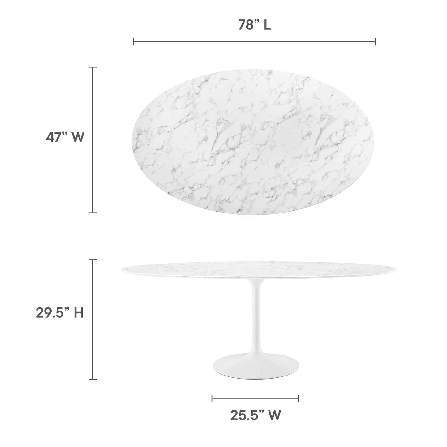 Modway Lippa 78" Oval Artificial Marble Dining Table FredCo