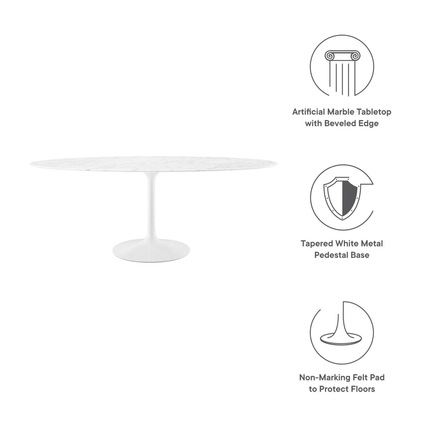 Modway Lippa 78" Oval Artificial Marble Dining Table FredCo