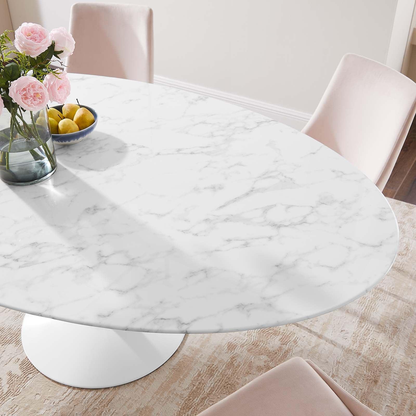 Modway Lippa 78" Oval Artificial Marble Dining Table FredCo