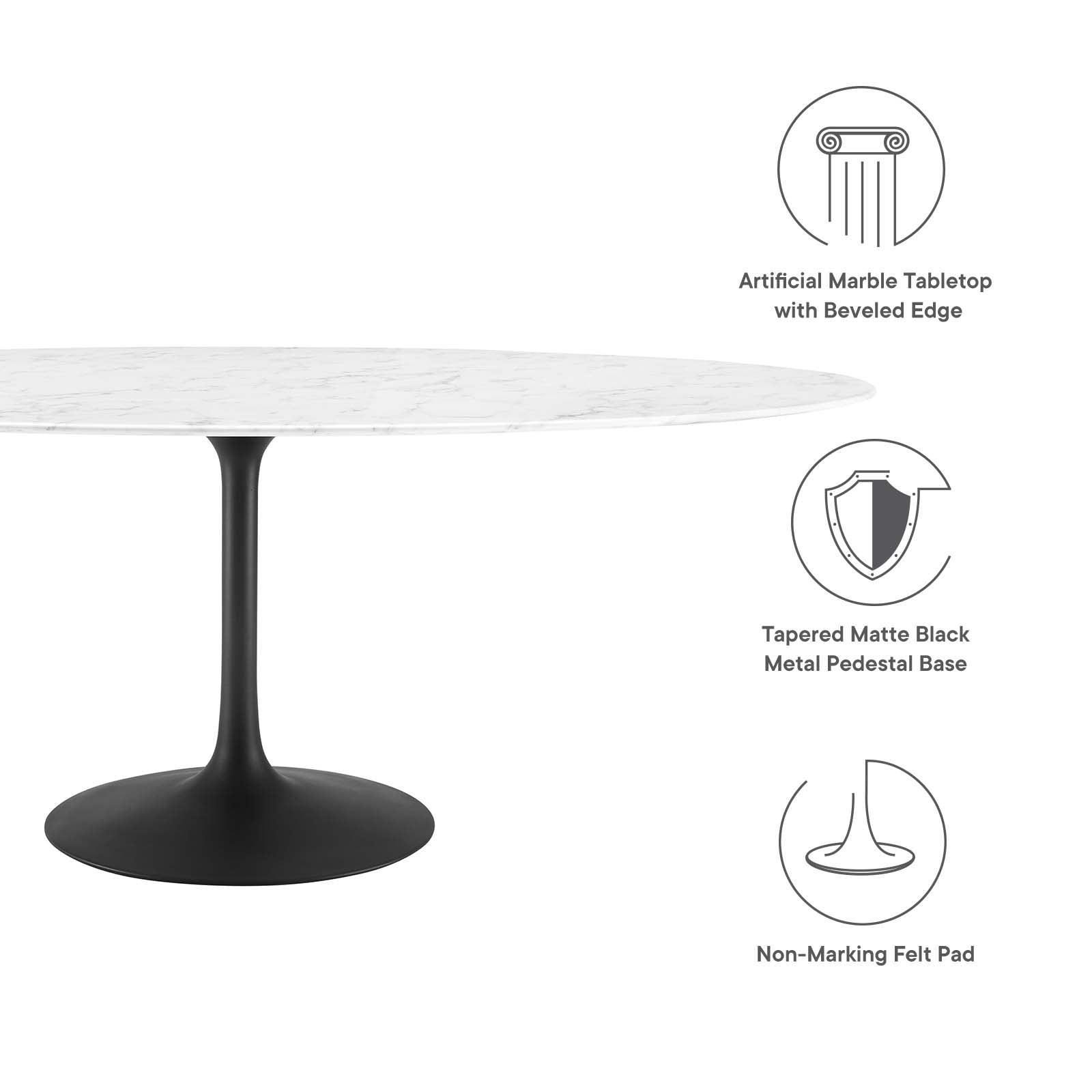 Modway Lippa 78" Oval Artificial Marble Dining Table, EEI-3542 FredCo