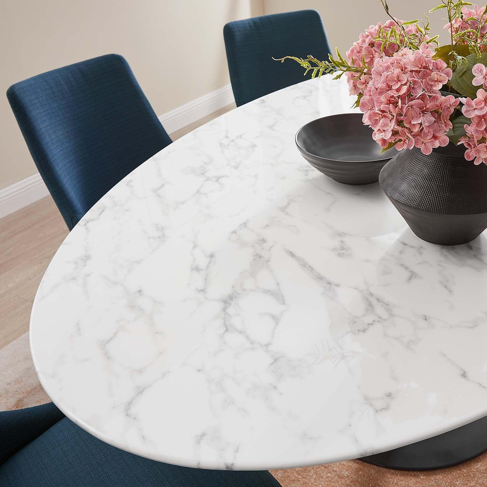 Modway Lippa 78" Oval Artificial Marble Dining Table, EEI-3542 FredCo