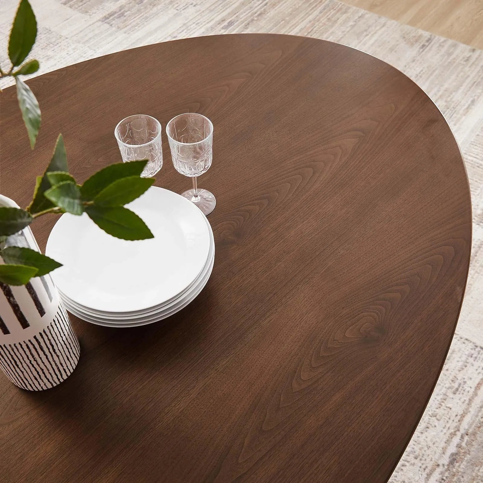 Modway Lippa 78" Oval Walnut Wood Grain Dining Table FredCo