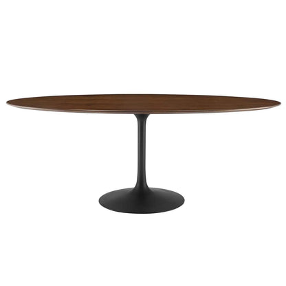 Modway Lippa 78" Oval Walnut Wood Grain Dining Table FredCo