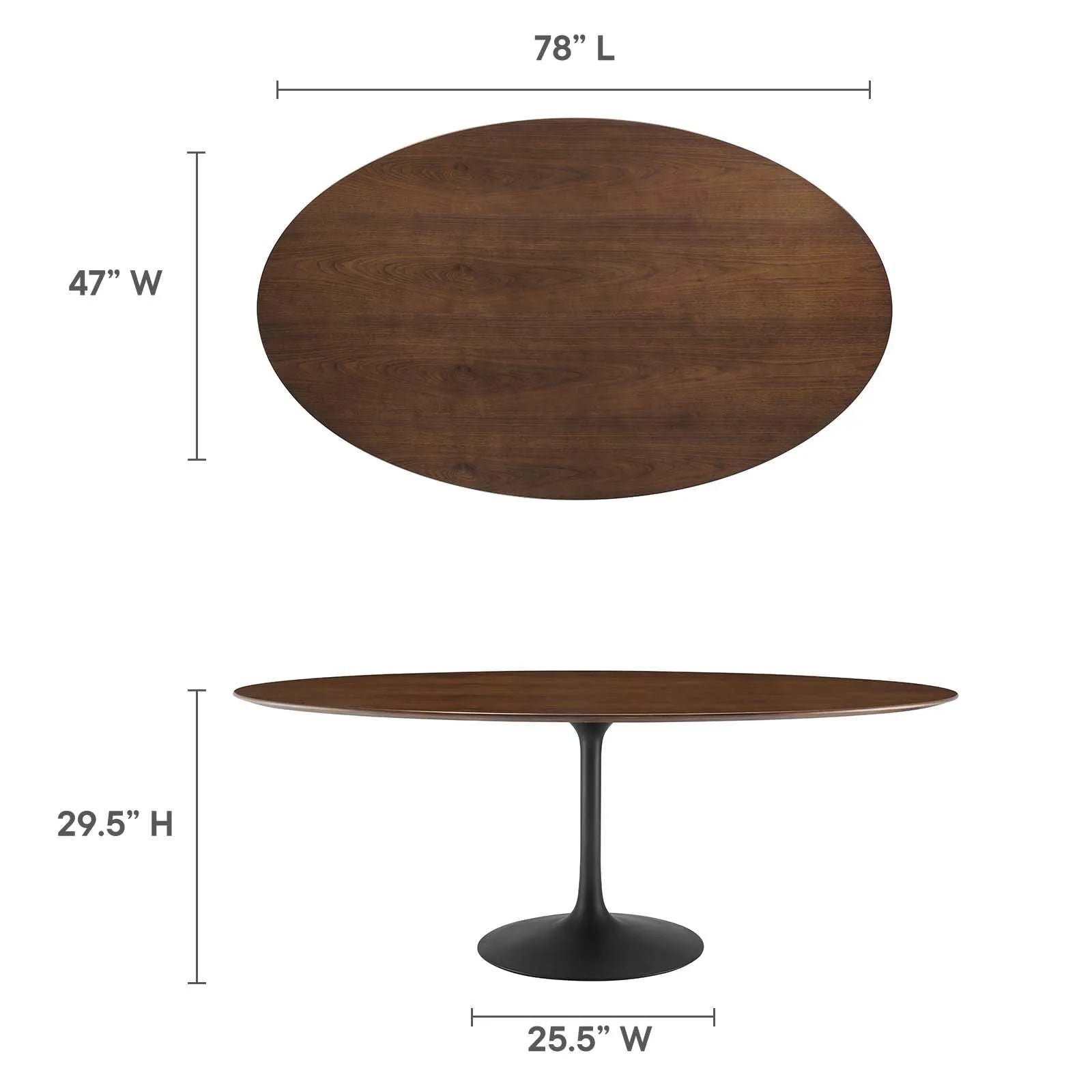 Modway Lippa 78" Oval Walnut Wood Grain Dining Table FredCo