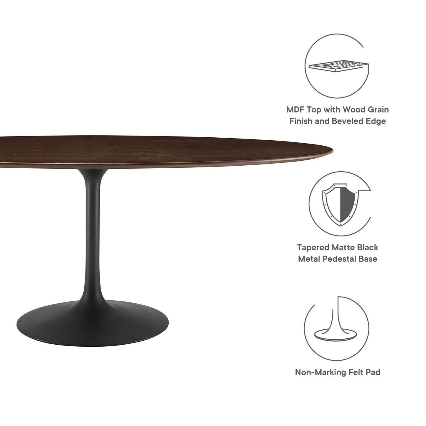 Modway Lippa 78" Oval Wood Grain Dining Table FredCo