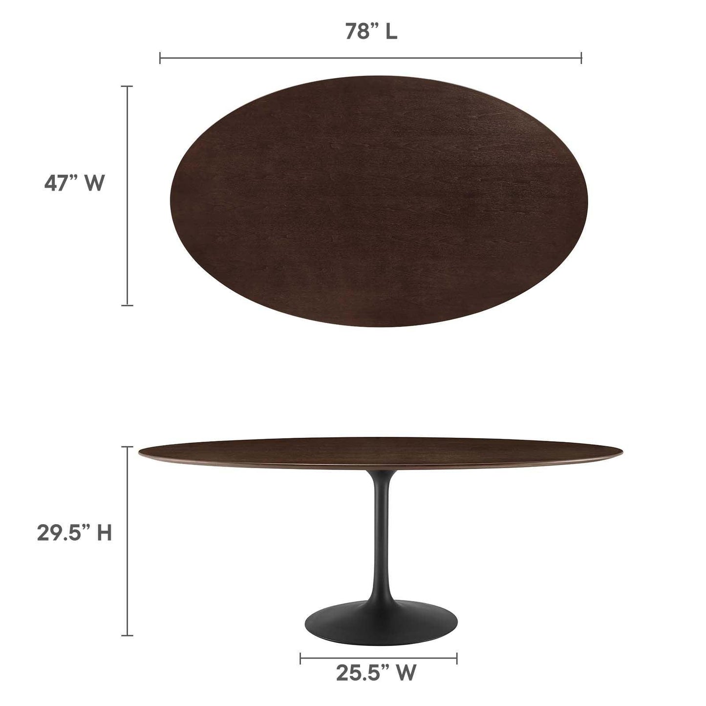 Modway Lippa 78" Oval Wood Grain Dining Table FredCo