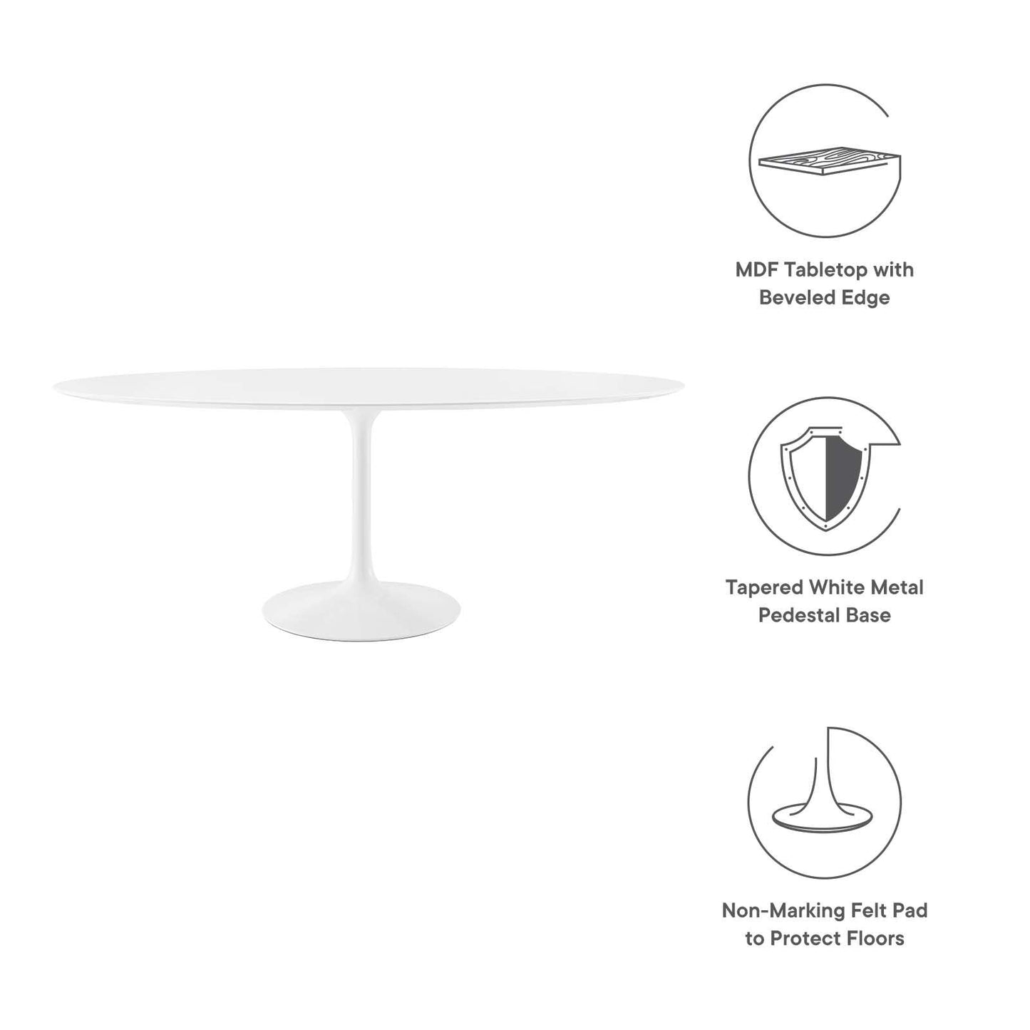 Modway Lippa 78" Oval Wood Top Dining Table FredCo
