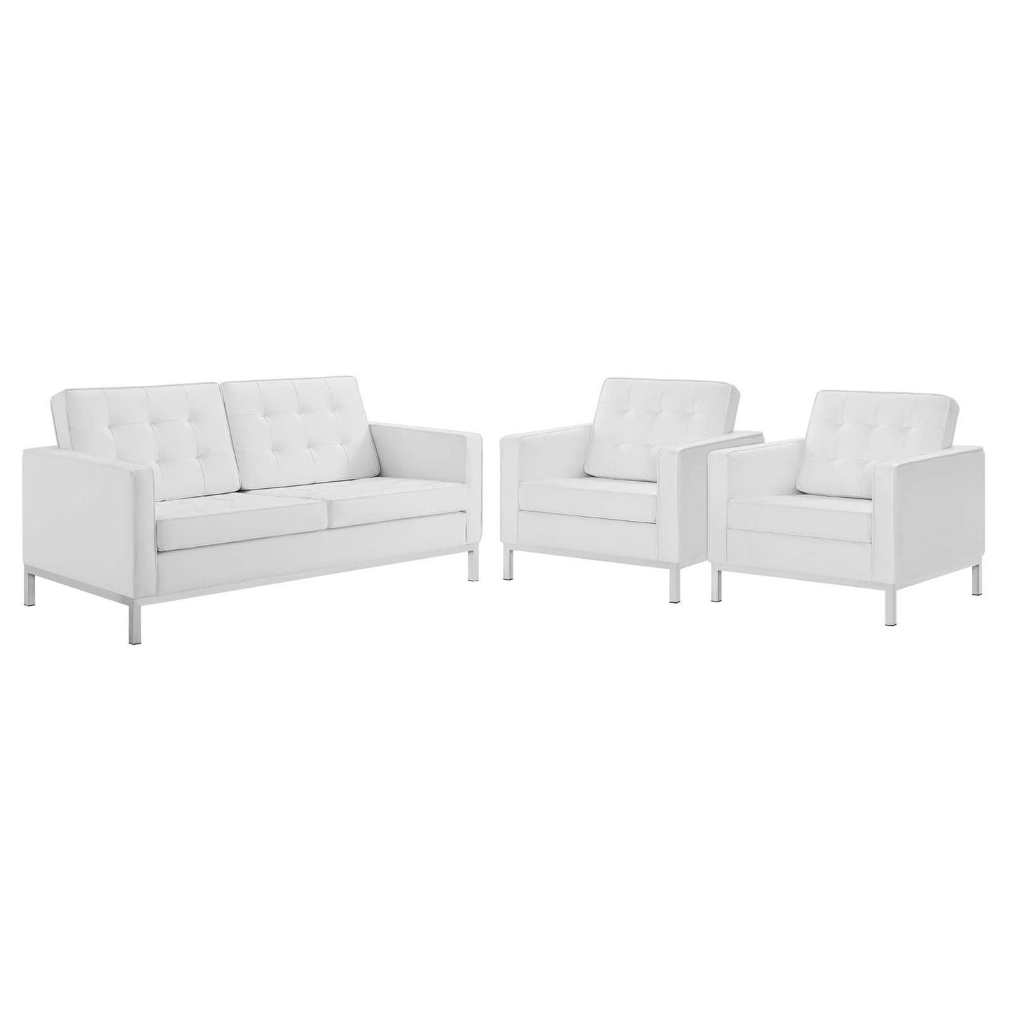 Modway Loft 3 Piece Tufted Upholstered Faux Leather Set FredCo