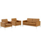 Modway Loft 3 Piece Tufted Upholstered Faux Leather Set FredCo
