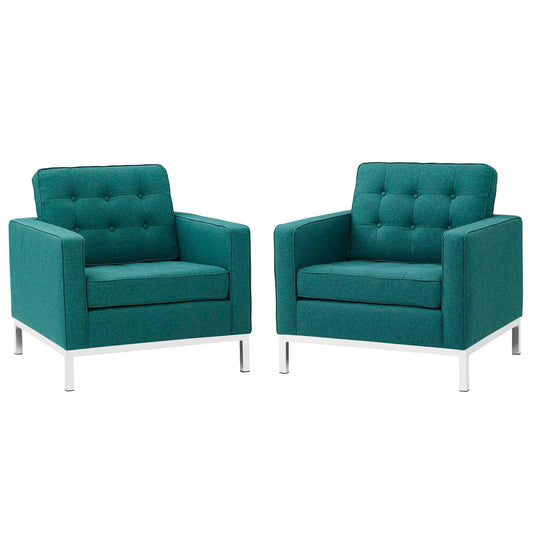 Modway Loft Armchairs Upholstered Fabric Set of 2 FredCo
