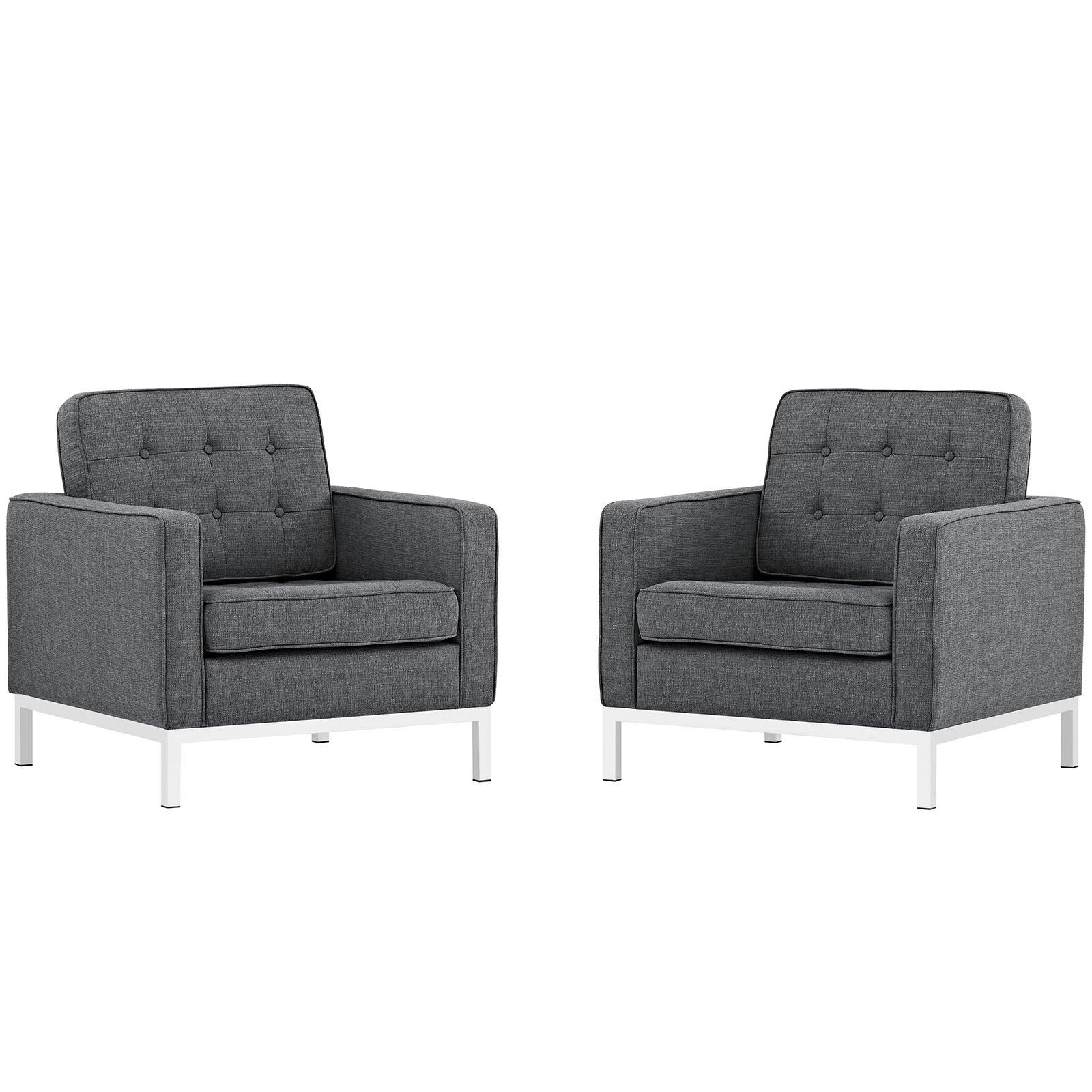 Modway Loft Armchairs Upholstered Fabric Set of 2 FredCo