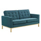 Modway Loft Gold Stainless Steel Leg Performance Velvet Loveseat FredCo
