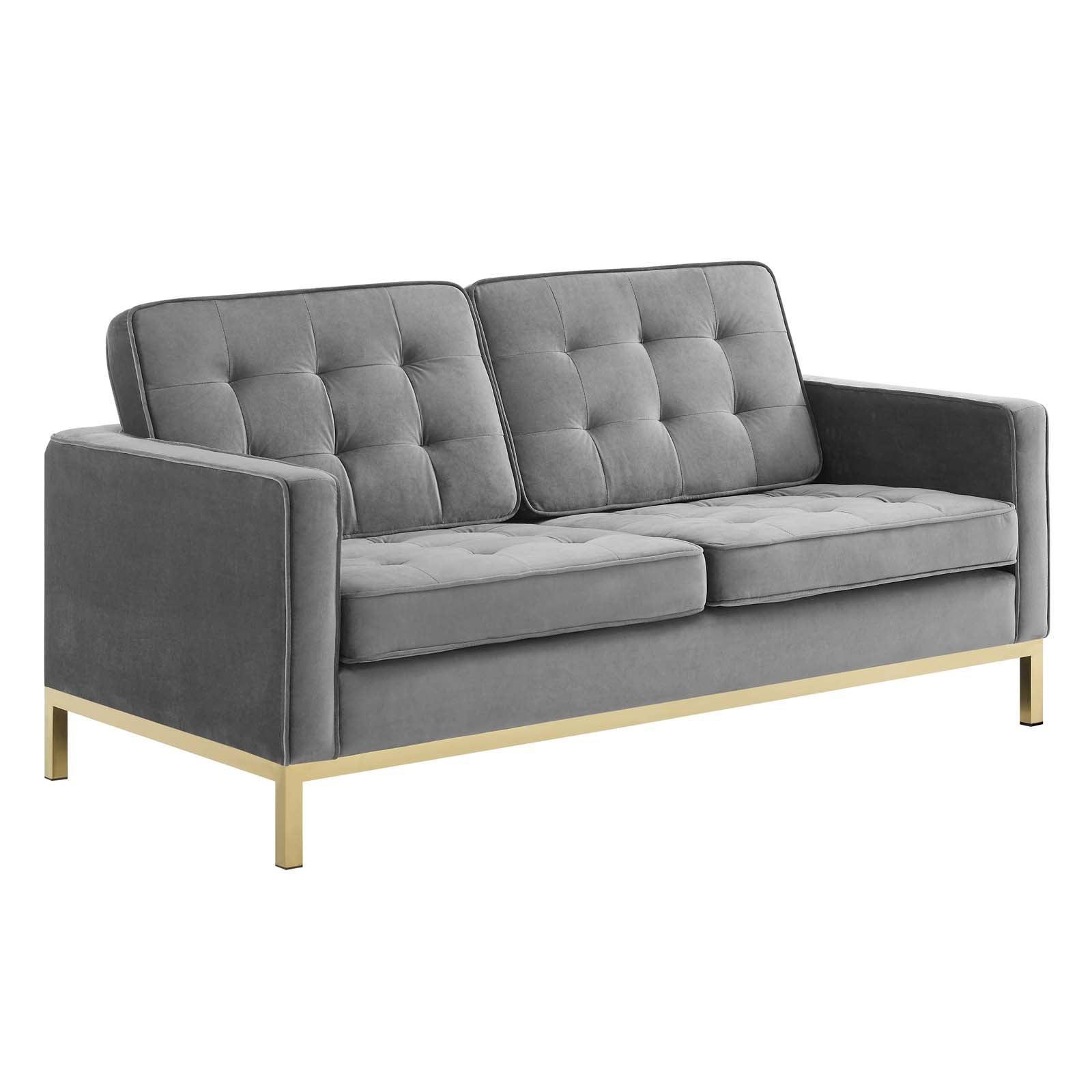 Modway Loft Gold Stainless Steel Leg Performance Velvet Loveseat FredCo