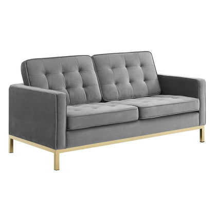 Modway Loft Gold Stainless Steel Leg Performance Velvet Loveseat FredCo