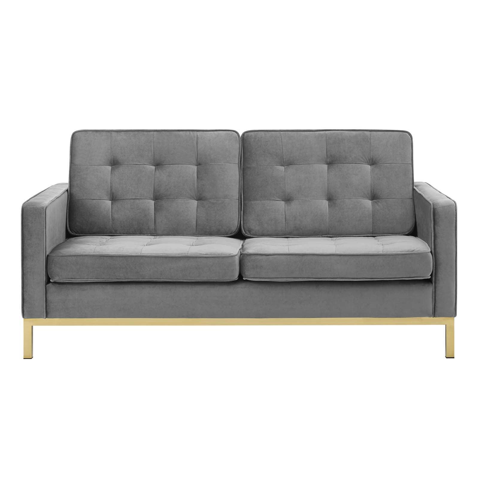 Modway Loft Gold Stainless Steel Leg Performance Velvet Loveseat FredCo