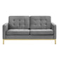 Modway Loft Gold Stainless Steel Leg Performance Velvet Loveseat FredCo