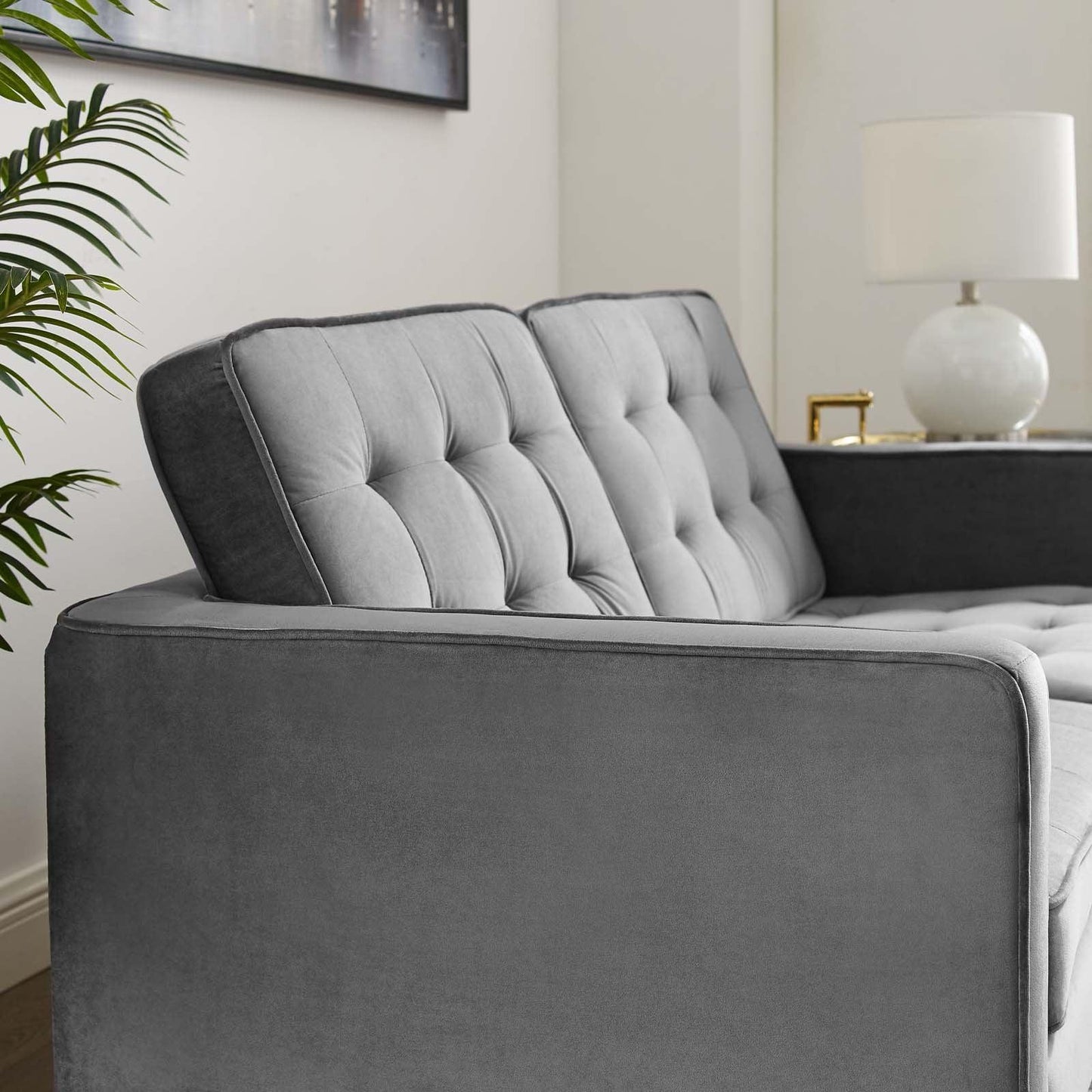 Modway Loft Gold Stainless Steel Leg Performance Velvet Loveseat FredCo