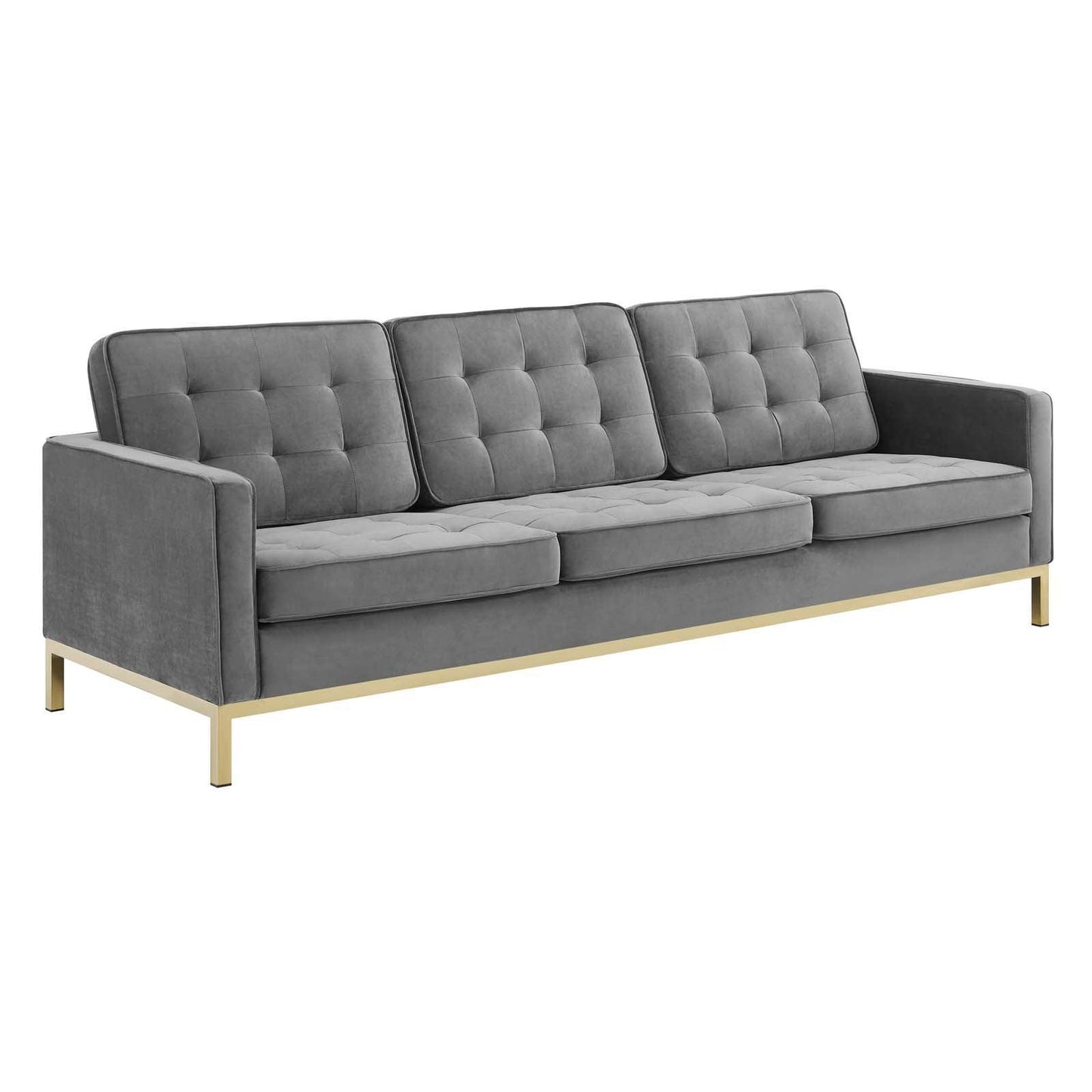 Modway Loft Gold Stainless Steel Leg Performance Velvet Sofa FredCo