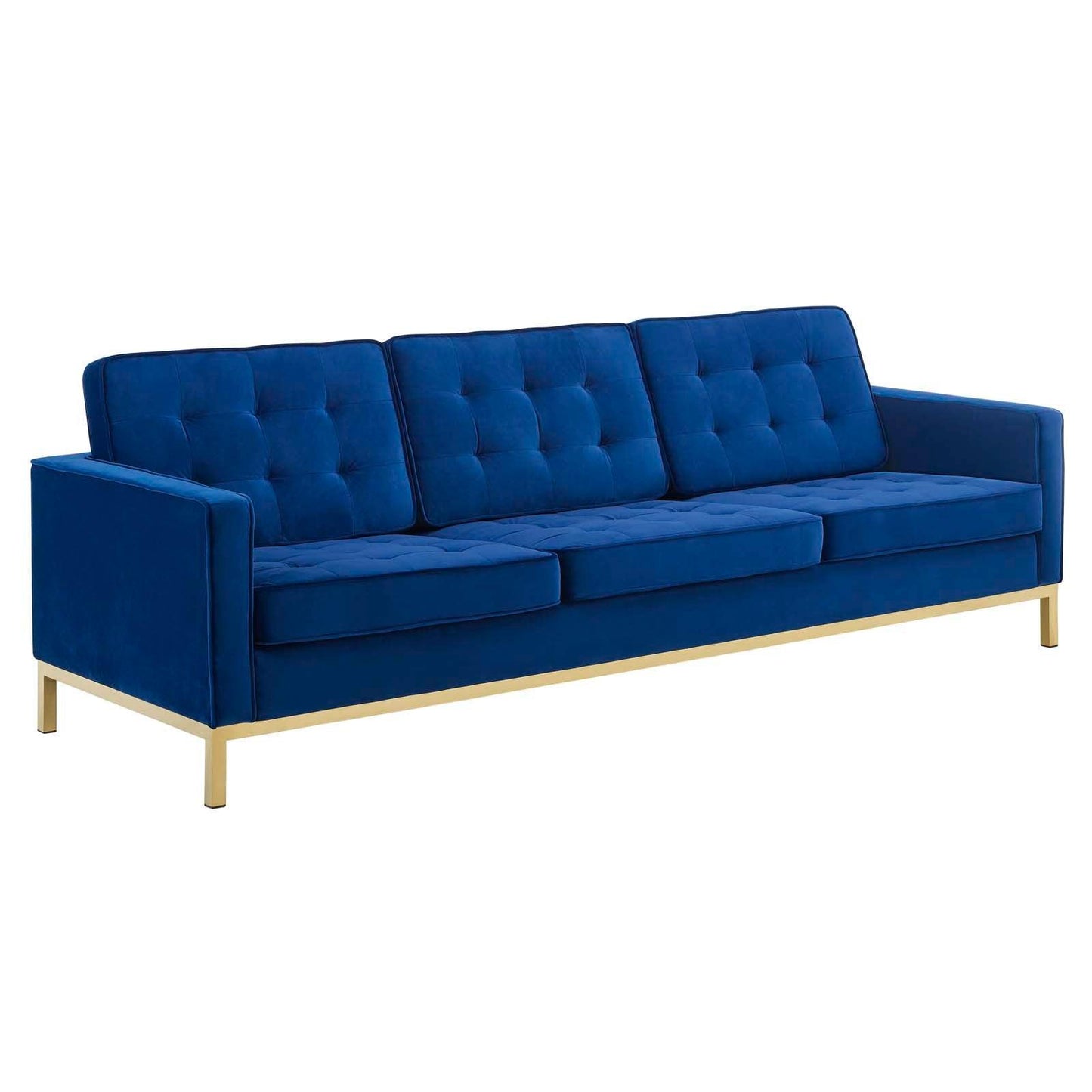 Modway Loft Gold Stainless Steel Leg Performance Velvet Sofa FredCo