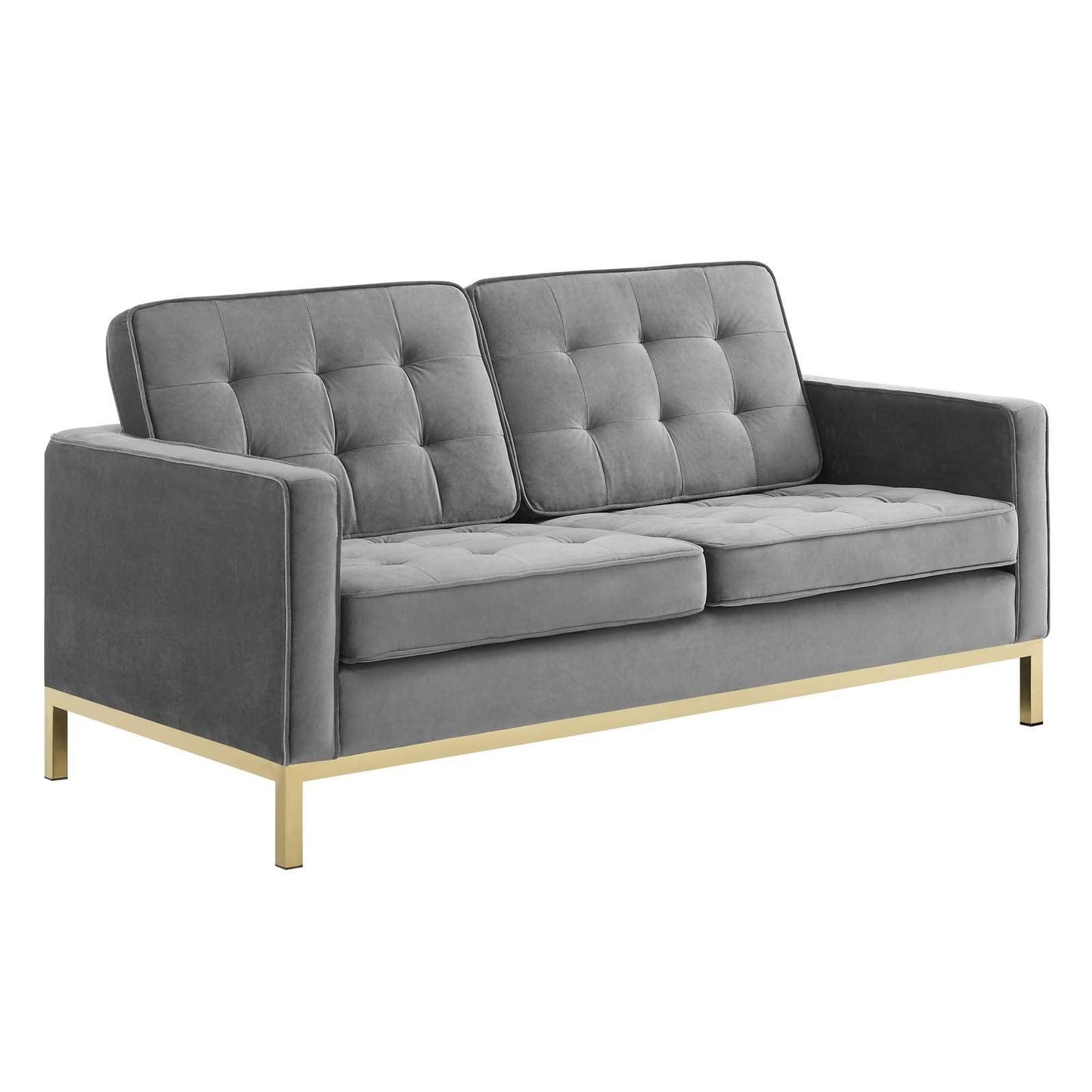 Modway Loft Gold Stainless Steel Leg Performance Velvet Sofa and Loveseat Set FredCo