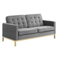 Modway Loft Gold Stainless Steel Leg Performance Velvet Sofa and Loveseat Set FredCo