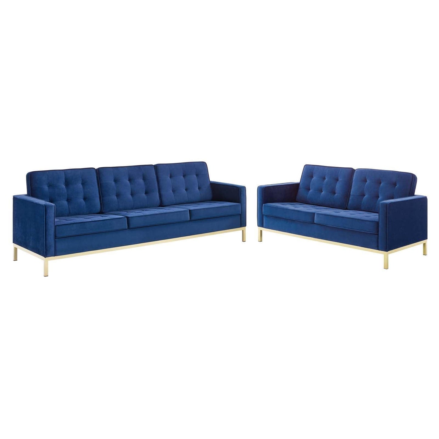 Modway Loft Gold Stainless Steel Leg Performance Velvet Sofa and Loveseat Set FredCo