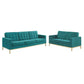 Modway Loft Gold Stainless Steel Leg Performance Velvet Sofa and Loveseat Set FredCo