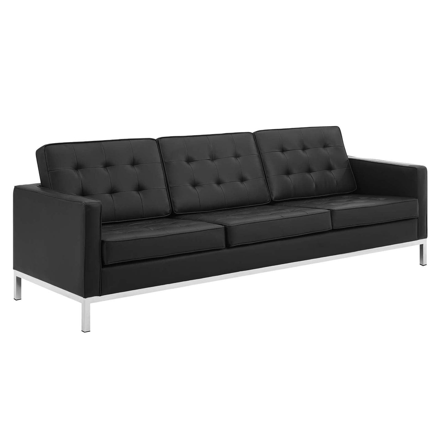 Modway Loft Tufted Upholstered Faux Leather 3 Piece Set FredCo