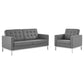 Modway Loft Tufted Upholstered Faux Leather Loveseat and Armchair Set FredCo