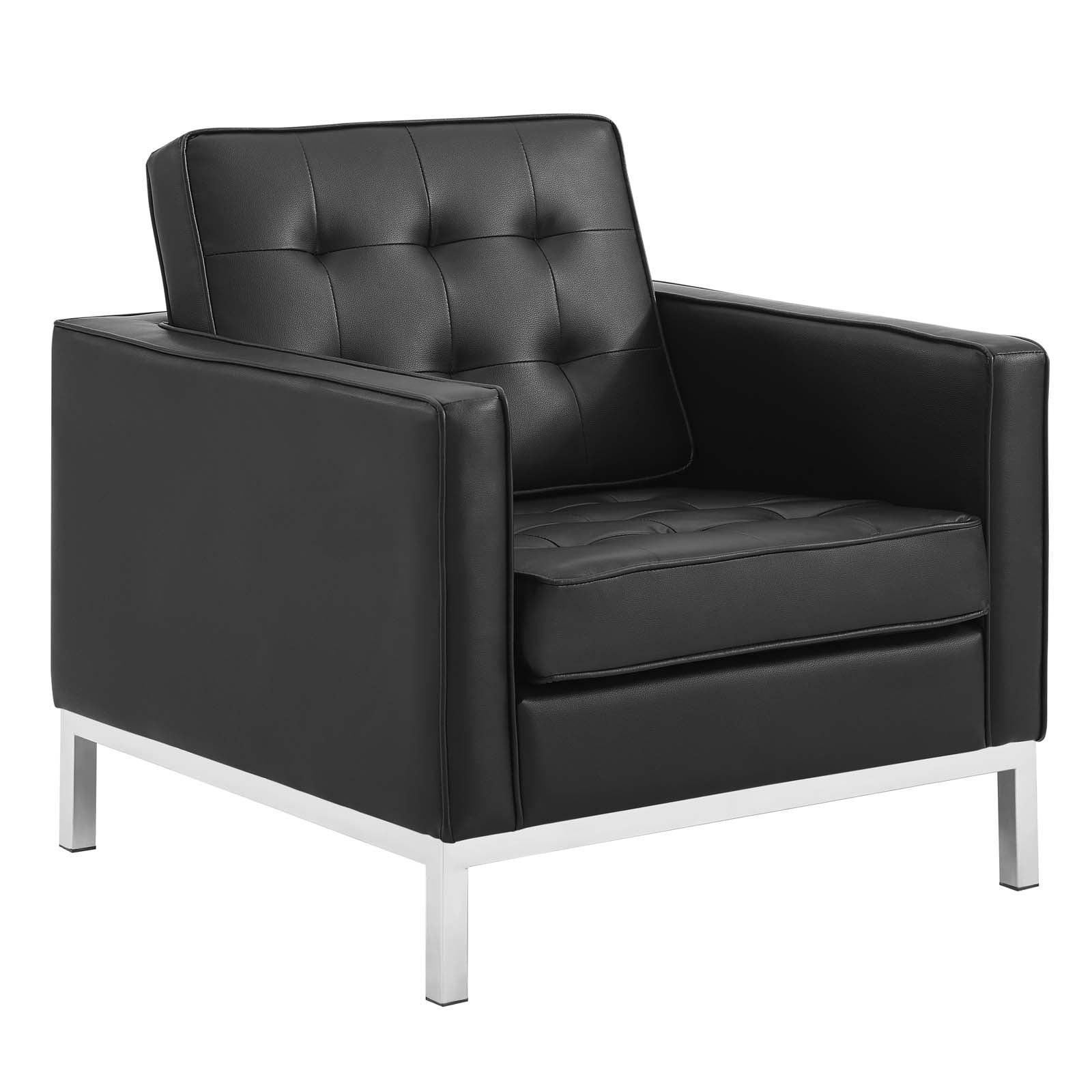 Modway Loft Tufted Upholstered Faux Leather Loveseat and Armchair Set FredCo