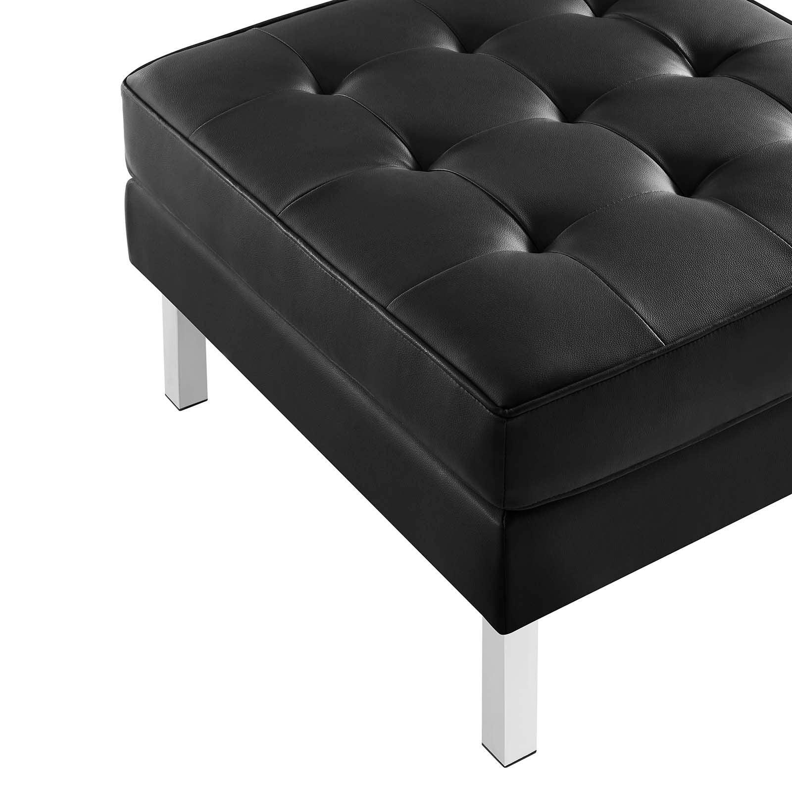Modway Loft Tufted Vegan Leather Armchair and Ottoman Set FredCo