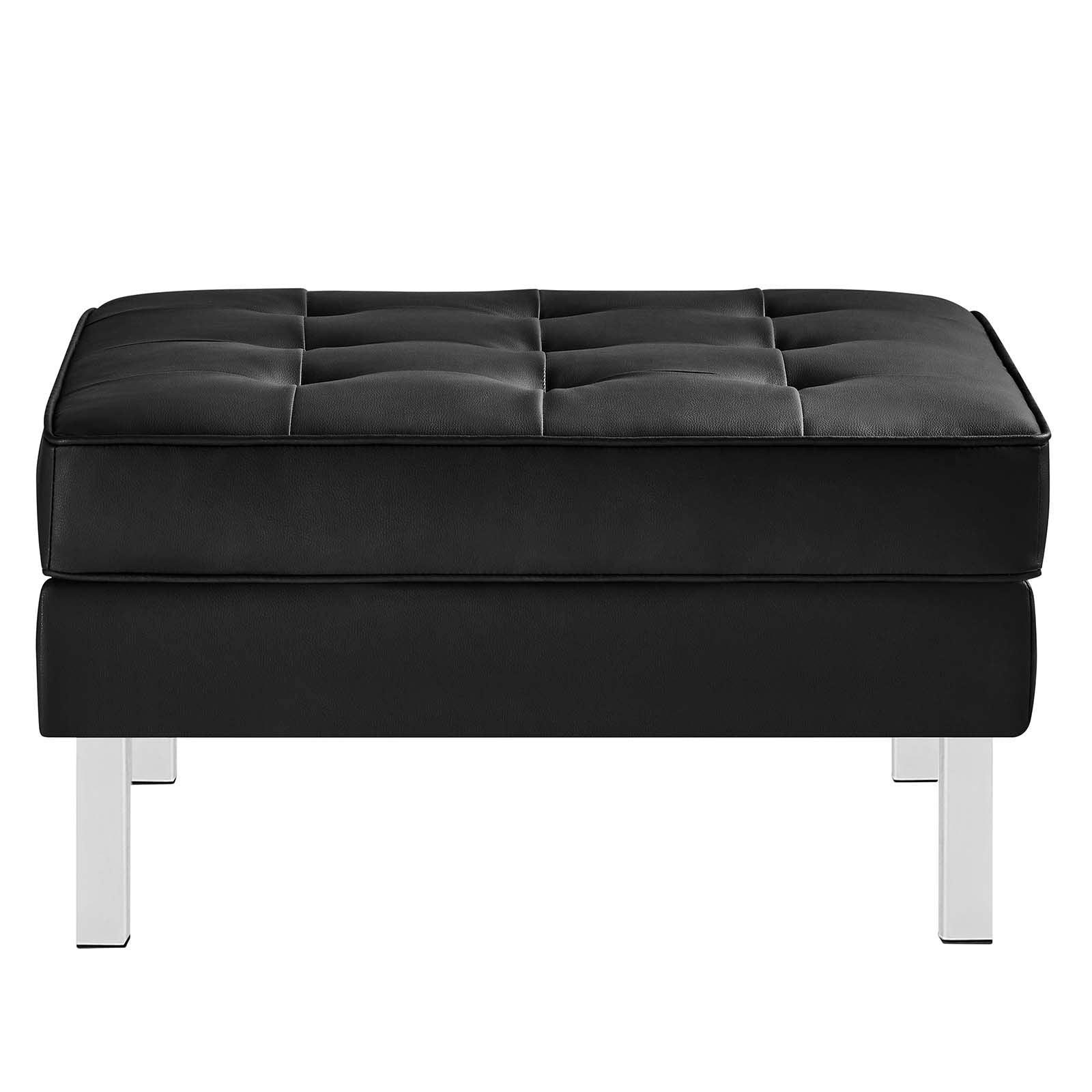 Modway Loft Tufted Vegan Leather Armchair and Ottoman Set FredCo