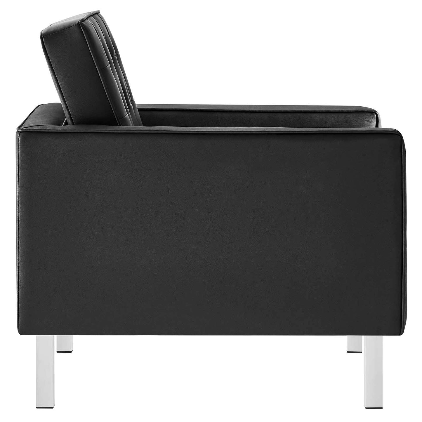 Modway Loft Tufted Vegan Leather Armchair and Ottoman Set FredCo